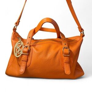 Onna Ehrlich Bright Orange Pebbled Leather Shoulder Bag